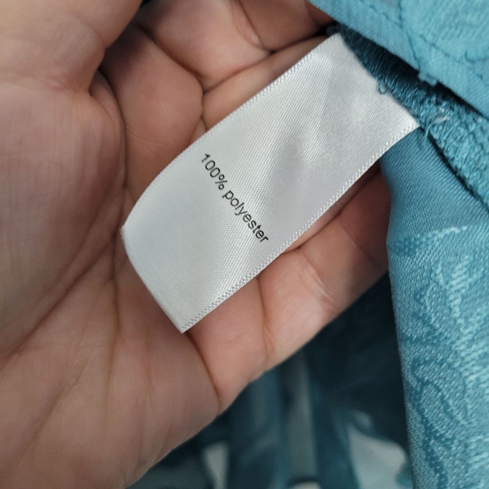 Maurices Jacquard Flounce Sleeve Peplum Teal Boho Ethereal Tie Waist Top XL NWT - Picture 6 of 7